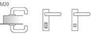 M20 maner tip “U”/maner tip “U” cu maner tip buton pentru inchidere in interior. Se foloseste in combinatie cu incuietori cu drucker in forma de stea (Stel 15)